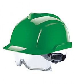 GVC4A-00000F0-000 Каска V-Gard 930, каска, с вентиляцией и встроенными защитными очками, зеленая, красные наклейки (не прикреплены)